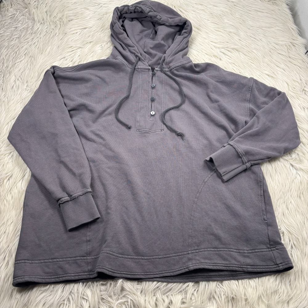 Aerie Women's M Gray Henley Neck Oversized Sweatshirt Lounge‎ Cozycore Tomboy